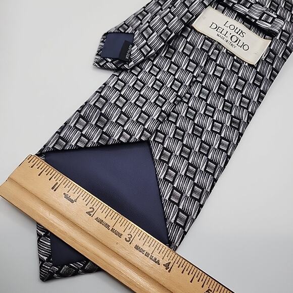 Louis Dell 'Olio Gray Geometric Silk Tie - Made in Italy - Like New - Picture 2 of 4